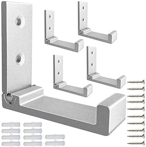 Folding Coat Hooks, 5Pcs Wall Hooks for Hanging Coat Towel Hooks Hardware Heavy Duty Aluminum Alloy Headphone Holder Hooks No Rust Wall Mounted with Screws for Hat, Bags, Fitness Equipment (Silvery)