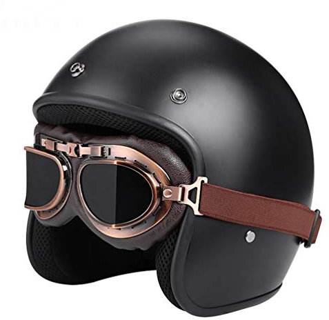 Harley Helm Motorrad Casque Moto Jet Helm mit Jet helme Gesicht Casque Jet Retro Cafe Racer Helm Casco Mujer Vintage deutscher Motorradhelm Casco Scooter