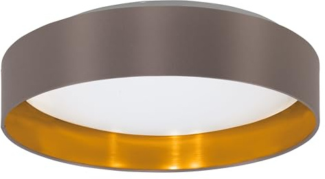 EGLO LED Deckenlampe Maserlo 2, Textil Deckenleuchte | Wohnzimmerlampe Decke aus Stoff in gold und cappuchino, Kunststoff in weiß, warmweiß, Ø 38 cm