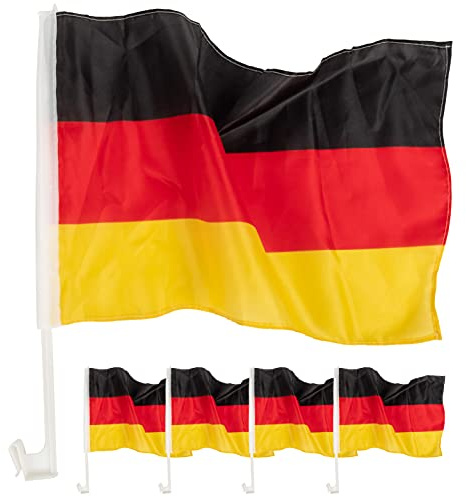 EM/WM Fanartikel 4 x Autofahne Deutschland 40 cm x 30 cm Schwarz Rot Gold