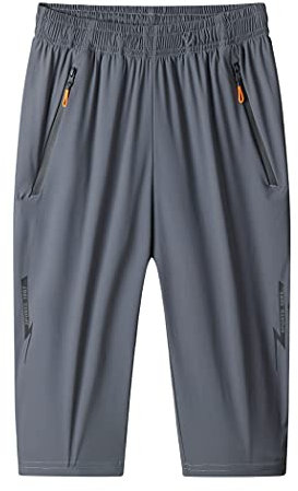 MakingDa Herren-Shorts, 3/4-Jogger, Caprihose, lässig, Sport, Sommer, lockerer Reißverschluss, Fitnessstudio, Laufen, Trainingshose, elastische Taille, unterhalb des Knies, kurze Hose mit