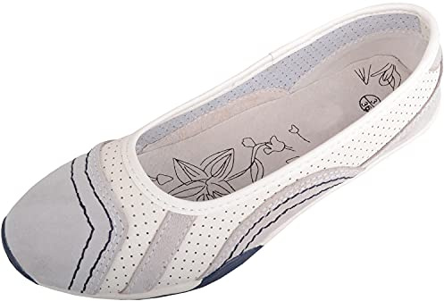 ABSOLUTE FOOTWEAR Womens Genuine Leather Ballerina Style Pump Dolly Shoes