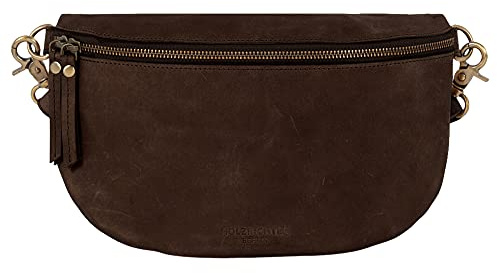 HOLZRICHTER Berlin - Große Bauchtasche aus Leder für Damen, 14 x 28 x 7 cm, Vintage Gürteltasche, Handgefertigte Hüfttasche, Premium Accessoire in Schwarz, Braun, No 2-2 (Schokoladenbraun)