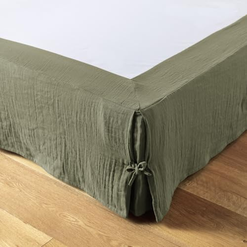 CDaffaires Cache-sommier Gaze de Coton 160 x 200 cm Gaia Romarin | Double gaze ultra douce & respirante