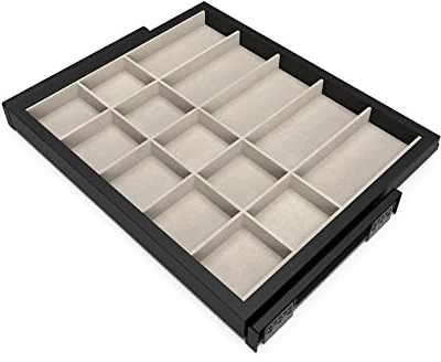 EMUCA - Kit de cajón Organizador y Bastidor de guías con Cierre Suave para Armario, Regulable, módulo 600mm, Negro Texturizado y Gris Piedra
