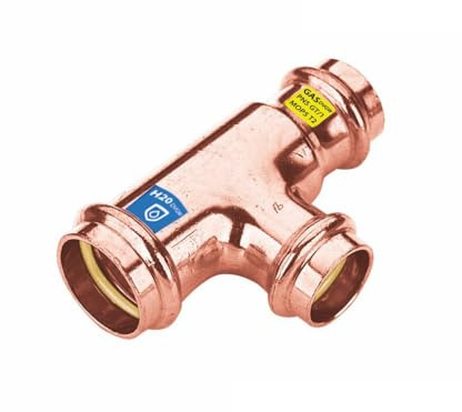 Sanpro Pressfitting T-Stück Abgänge reduziert, Größe V 28 - Abgang V 18 - V 22 (Kupfer Gas Wasser Trinkwasser Heizung Sanitär Fittings Fitting Kupferleitung)