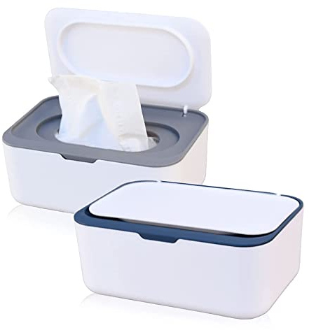 WAIZHIUA Feuchttücher Box, 2 Stück Baby Feuchtes Toilettenpapier Box, Feuchttuchbox Aufbewahrungsbox, Feuchttücherbox Tücherbox Serviettenbox, Kunststoff Feuchttücher Spender mit Deckel