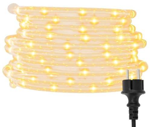 vidaXL Lichtschlauch 120 LEDs Lichterschlauch Lichterkette LED-Streifen Außen Innen Party Deko Weihnachtsbeleuchtung Weihnachtsdeko Warmweiß 5m PVC