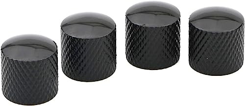 Pxyelec 4Pcs schwarzes Metall Gitarre Regler Lautstärke Tone Control Dome Knöpfe Gitarre Bass Teile | Lautstärkeregler, gewölbte Knöpfe