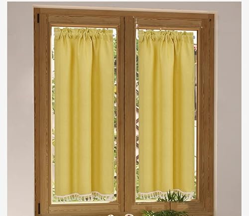Daliena Scheibengardinen Europäischer Landhausstil undurchsichtiger gelb Kurzvorhang, dekoriert Ihre Fenster und Schränke Höhe 45cm, Breite 132cm 1 Stücke