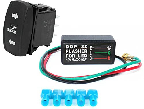 Creperture Interrupteur à bascule avec clignotant LED, 4 broches IP67 On/Off/On - Interrupteur de contrôle interne universel pour camping-car, véhicule tout-terrain, pickup, tracteur, bateau, moto