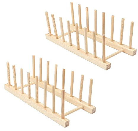 ZJRung 2 Pezzi Portapiatti per Cucina Supporto Porta Piatti da Mobile Scolapiatti da Appoggio di Legno per Scolapiatti da Cucina o da Cucina