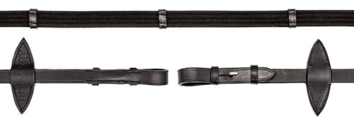 BRIDLERY Zügel Cord Beschläge Silber, Farbe Schwarz, Größe Pony