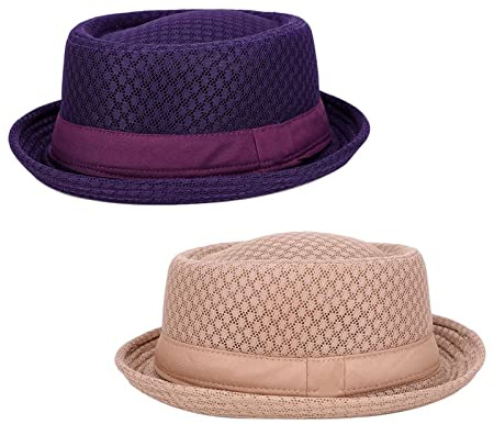 2er Pack Pork Pie Hut Herren Fedora Trilby Hut Sommerhut Panama Hüte