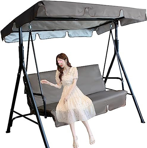 Swing Canopy Replacement 3 Seater, Patio Swing With Canopy & Replacement Swing Seat,Waterproof Top Cover Set Swing Chair Awning Glider Swing Cover Porch Swing Cover ( Color : Bruin , Size : 56x47x7inc