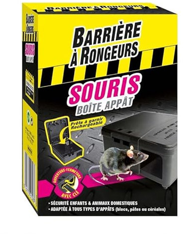 BARRIERE A RONGEURS - Boîte Appât Souris, Étui pour 1 Boîte DAppâtage, Efficace contre les nuisibles - Lot De 3