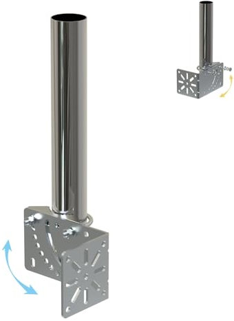 Amazmount 1.5 Diameter 12 Length Universal Outdoor Adjustable Antenna Mount Pole Bracket to Wall Weather Station Antenna Mast Mounting Pole Clamp Kit