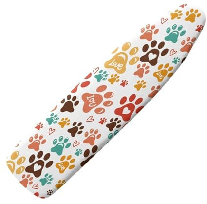 HOWILATH Colourful Dog Paws Design Ironing Board Cover Fits 110 x 35cm Iron Board Covers Home Decoration Protector for Iron Board-S