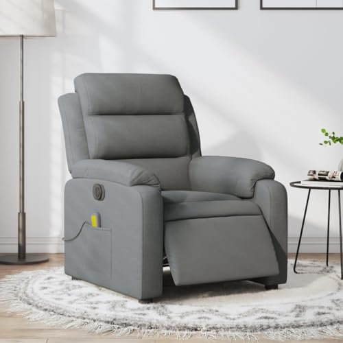 Homgoday Massagesessel Elektrisch Fernsehsessel Relaxsessel mit Liegefunktion Liegesessel Massagesessel Sessel mit Verstellbare Rückenlehne Polstersessel Ruhesessel Dunkelgrau Stoff