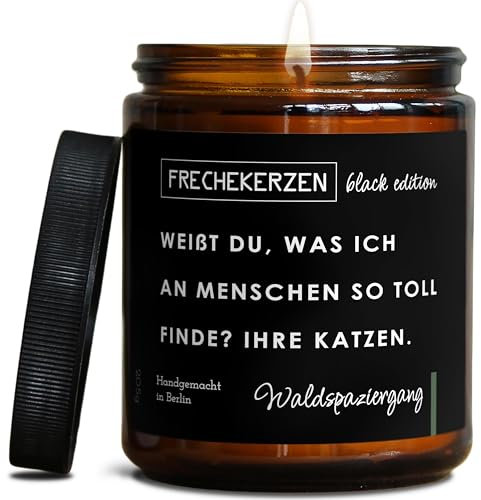 Lustige Duftkerze mit Spruch für Katzen Besitzer & Liebhaber | Handgemacht aus Sojawachs | In Geschenkbox | Valentinstag Geburtstagsgeschenk Gastgeschenk Katzenhalter Cat Lovers |Wald