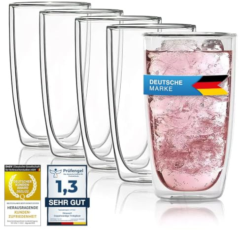 Dimono® Dubbelväggigt Borosilikatglas 4-pack – Latte, Longdrink & Cocktail