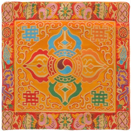 NUOBESTY Paño para Envolver Escrituras Budistas Paño De Brocado Bordado Tela De Libro para Templo Y Meditación Suministro Budista para Envolver Libros Figuras De Buda Y Regalos 8.66 X 8.66 Pulgadas