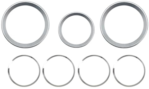 TECART 7 Stück Aufkleber Dekoration Vorne Hinten Logo 82mm 74mm 68mm 45mm Passt für BMW X1 X3 X5 X6 E46 E60 E81 E87 E90 E91 F30 F20 F10 G20 lenkrad Emblem Dekor Kreis Ring Felgenaufkleber-Silber B