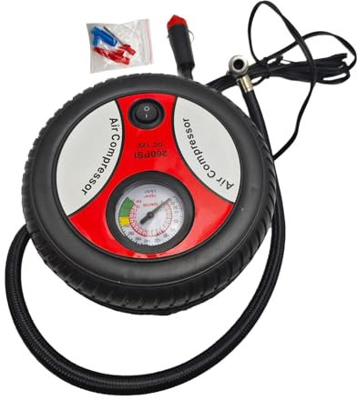 Renchey Pompe à air portable pour pneus de voiture, gonfleur de pneus avec manomètre - Pompe à pneus de voiture | Pompe à pneus électrique Portable, gonfleur 12V avec pointeur, manomètre