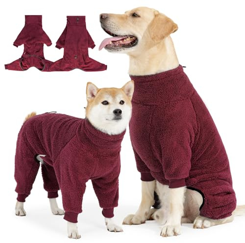 SlowTon Fleece Hundemantel Hundepullover für kleine Mittlere Hunde, Warmer wintermantel Onesie Hundeoverall mit Verstellschnalle und Kabelbaumloch,Chihuahua Haustier Jungen Mädchen Hundebekleidung