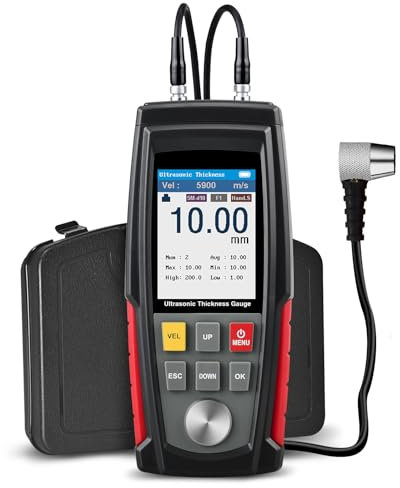 Dickenmessgerät Lackschichtdickenmessgerät Ultraschall Schichtdickenmessgeräte Lackmessgerät Auto Messbereiche von 0,039 bis 8,85 Zoll zur Messung von Metallen, Kunststoffen, Keramik, Glas, Wasser