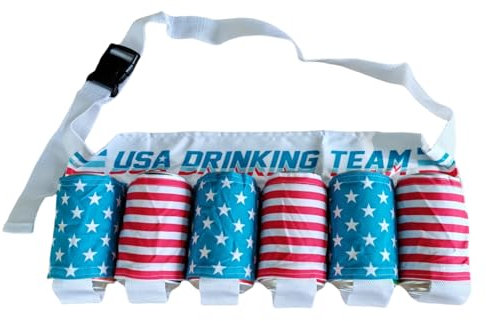 Sanseenia Beer Belt,Fourth of July American Patriotic Beer Gift for Men,6 Pack Unisex Beer Holster,Beverage Beer Soda Bottle Belt Holder,Beer Accessories for White Elephant Party Festival (Style 8)