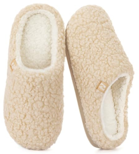 RockDove Women's Plush Retreat Sherpa Fleece Clog Slipper, Size 7-8 US Women, Beige