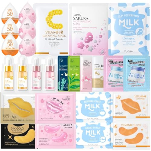 27PCS Pamper Gifts for Women - Teenage Girls Gifts - Skincare Set with Face Mask,Sleeping Face Mask,Face Serum,Face Cream,Body Cream,Lip Mask,Eye Patch - Birthday Gifts for Women - Skin Care Gift Set