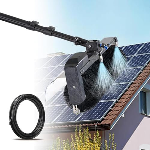 Extendable Window Cleaner Brush Kit with Solar Panel, Water Fed Pole for Outdoor Glass Cleaning, High Reach Solution