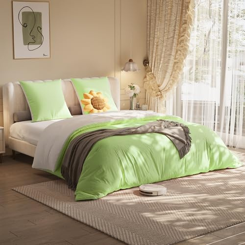 Aneutr Parure de Lit 140x200 4 Pièces, Housse de Couette 140x210cm avec 2 Taies d'oreille 80x80 cm + Drap Housse140x200x30cm, Ensemble en Microfibre Infroissable