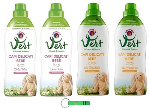 CHANTECLAIR Detersivo per bambini, pacchetto di test per mandorle/talco, detersivo liquido Capi Delicati Bebè