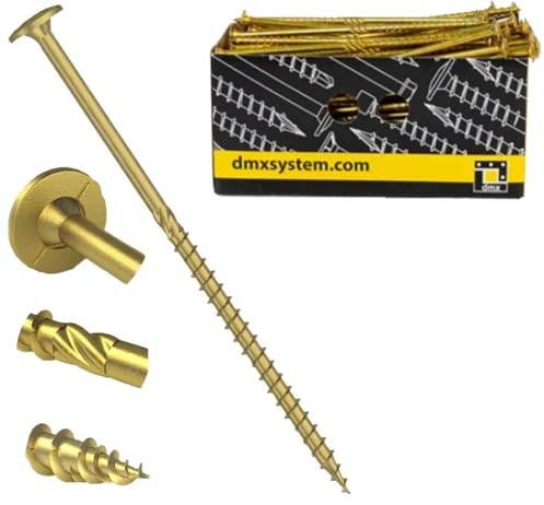 J06-J09A Lot de 100 vis de charpentier trempées jaunes à tête Torx pour bois de construction en bois 6 mm x 120 mm