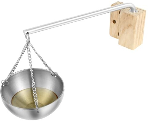 Bol d'arômes pour Sauna, Support d'huile de Sauna en Acier Inoxydable avec Plaque en Bois et Barre en Aluminium, Bol Rond Mural pour Huile parfumée Spa, gobelet à Huile d'aromathérapie pour