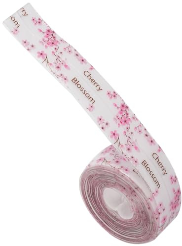 IMIKEYA Cinta De Calafateo Autoadhesiva Transparente Diseño De Flores De Cerezo, 1,5 x 3,2 M, Sellador Para Juntas De Bañera, Lavabo y Base De Inodoro, Material Pvc Resistente Para Baño y Cocina