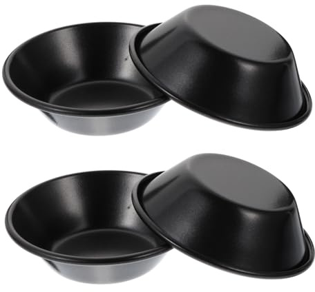 TOYANDONA 4 Moldes Negros para Tartas Redondos de Acero al Carbono Antiadherentes Alta Resistencia al Calor para Hornear en Cocina Doméstica