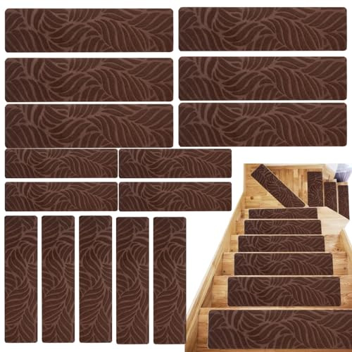 Scalini per gradini in legno – Stacca e attacca, gradini in legno – Runner per scale per interni, antiscivolo, tappeto di sicurezza per bambini, anziani, animali domestici, cani, casa, patio