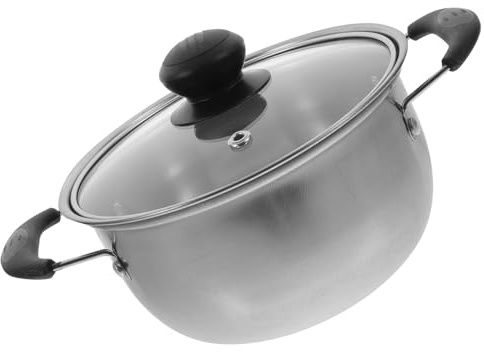 jojofuny Cazo de Leche de Acero Inoxidable Olla para Cocinar Multifuncional para Hervir Agua o Preparar Sopa Casa Estilo Aleatorio
