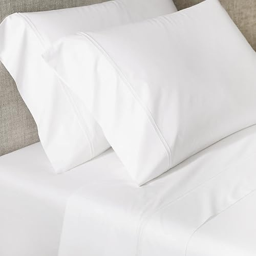 Victorio & Lucchino V&L Juego de Sábanas de Hostelería 100% Algodón Blanco – Suaves, Transpirables y Resistentes – Incluye Encimera, Bajera Ajustable y Funda(s) de Almohada | Cama 135cm (1 Almohada)
