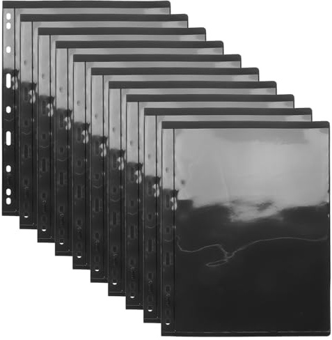 NUOBESTY 10 Hojas para Álbum de Sellos y Postales Diseño Línea y 9 Agujeros para Coleccionistas y Almacenamiento