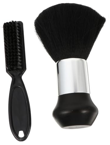 Ciieeo Lot de 2 Brosses à Cheveux de Coiffeur en Nylon, Plumeaux de Cou Doux pour Nettoyage des Cheveux et Poussière, Outils Coiffure Professionnels pour Salon et Usage Domestique