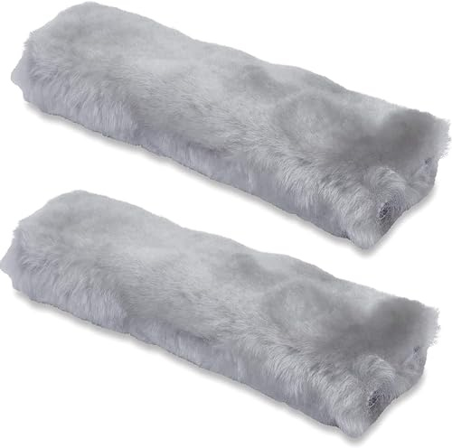 Andalus Brands 2-Pack Authentic Sheepskin Seat Belt Cover Pad – Ultra Soft Car Shoulder Pads, Neck Cushion Protectors with Genuine Natural Merino Wool (Misty Gray)