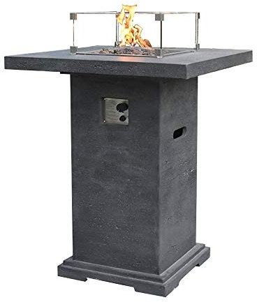 Kaminlicht Gas-Feuertisch Montreal aus Faserbeton, Garten Terrasse, Quadratisch