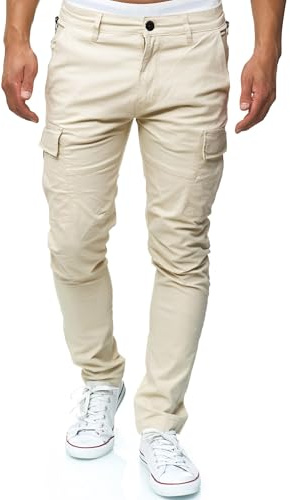 Indicode Hommes Mathews Cargo Pants | Pantalon Cargo en Coton avec 8 Poches Fog M