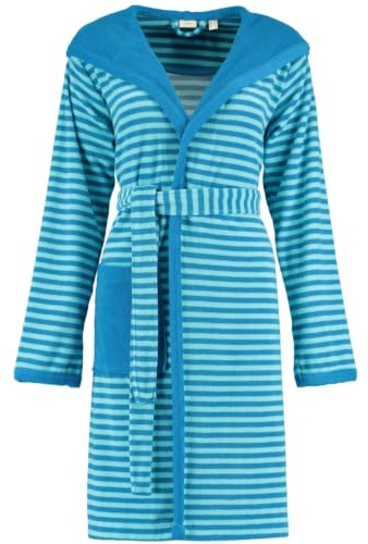 ESPRIT Damen-Bademantel Striped Hoody mit Kapuze Leichtfrottier türkis Größe 44/46,Large