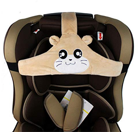 Fascia seggiolino per bambini Fascia seggiolino auto regolabile Fascia per bambino Testa supporto Cintura regolabile poggiatesta Cintura design animale Seggiolino di sicurezza auto (marrone)